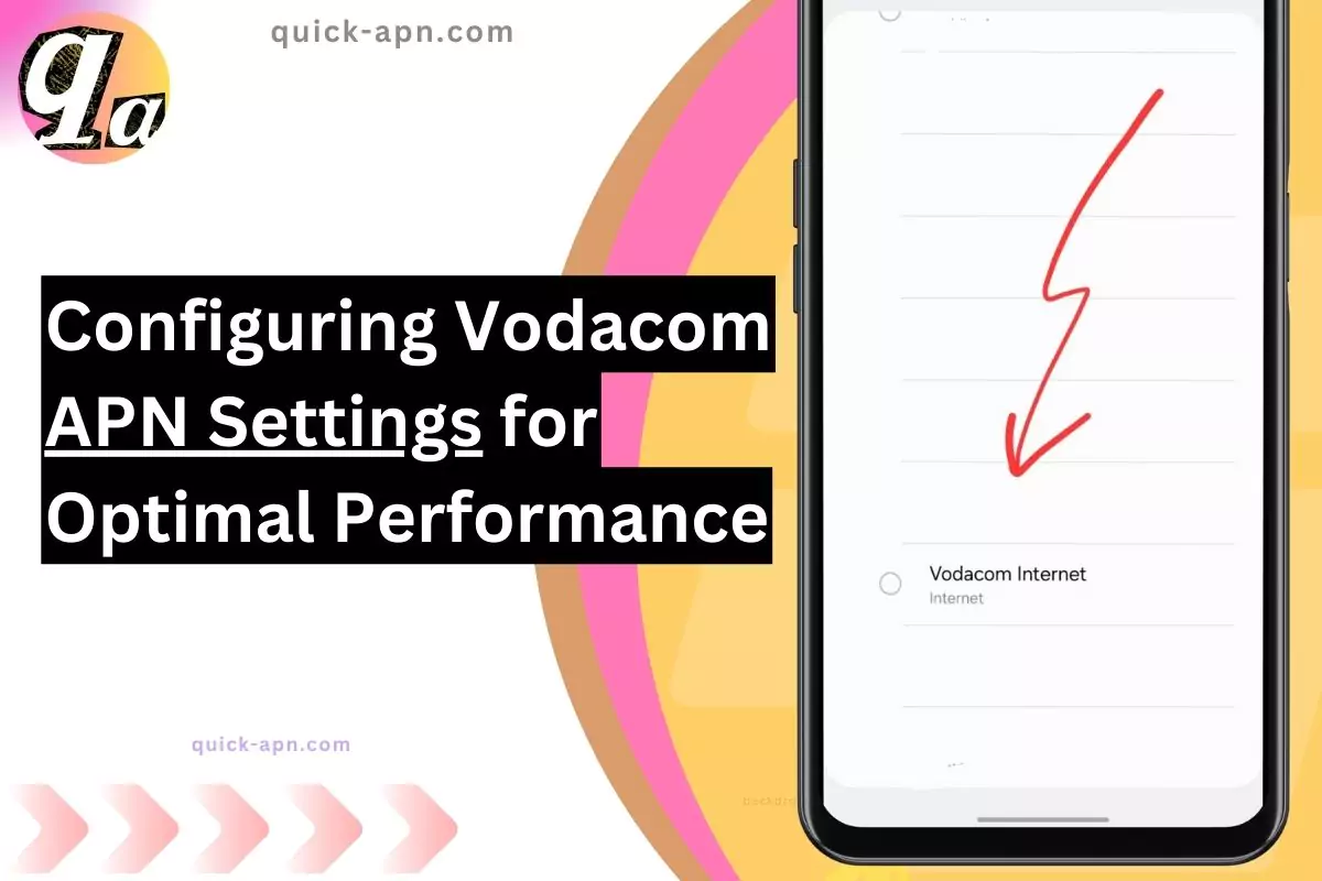 screenshot of the vodacom apn settings with same overlay text configuring it